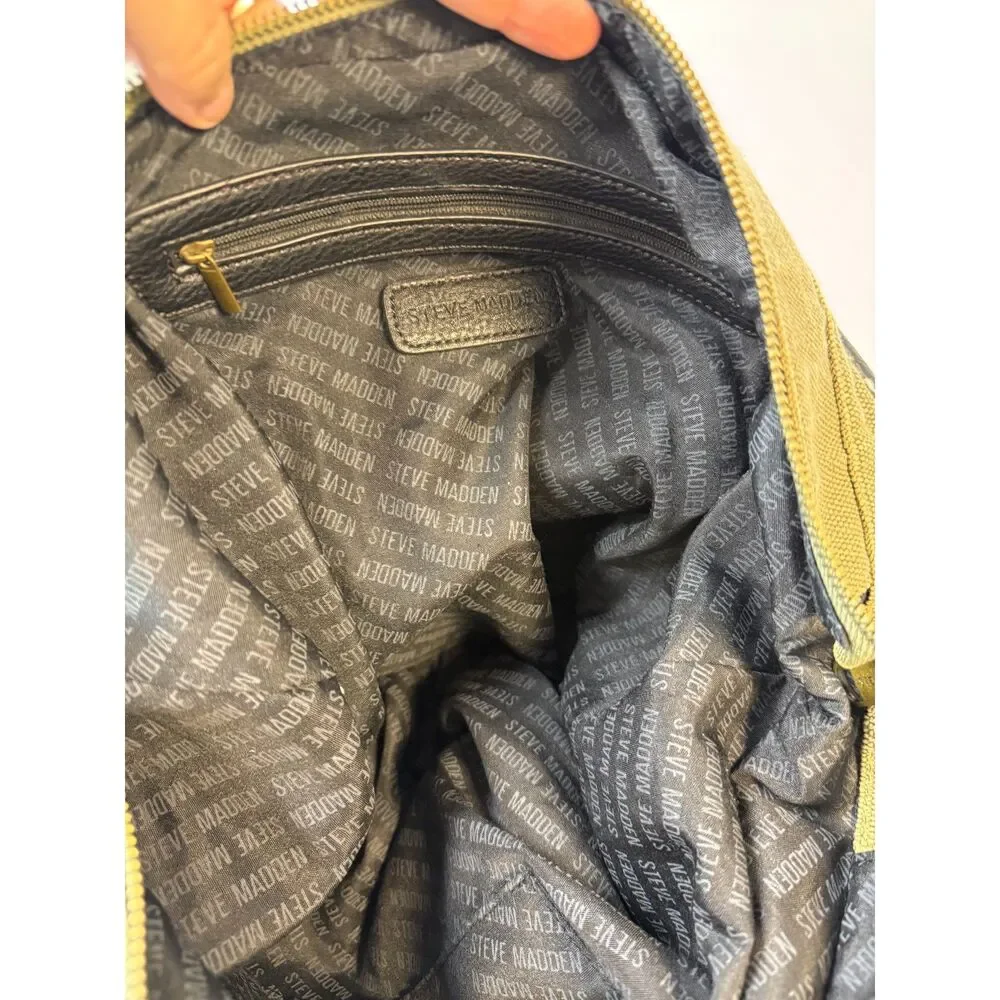 Steve Madden Bgraddy Olive Green Canvas Slouchy Utility Hobo Bag